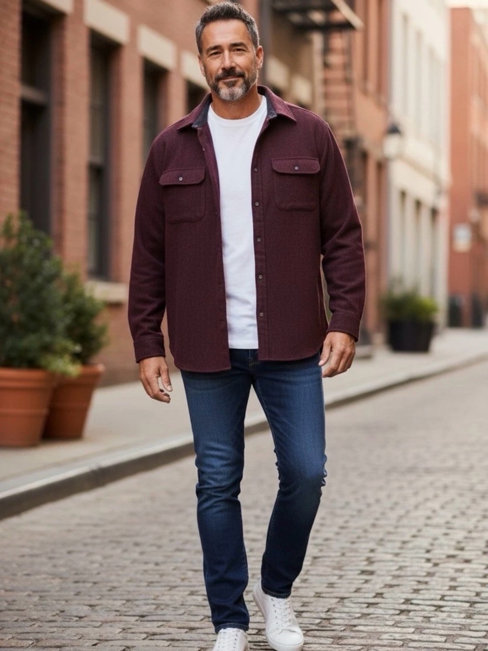 Arrow Men's Burgundy Button-Up Shirt Jacket